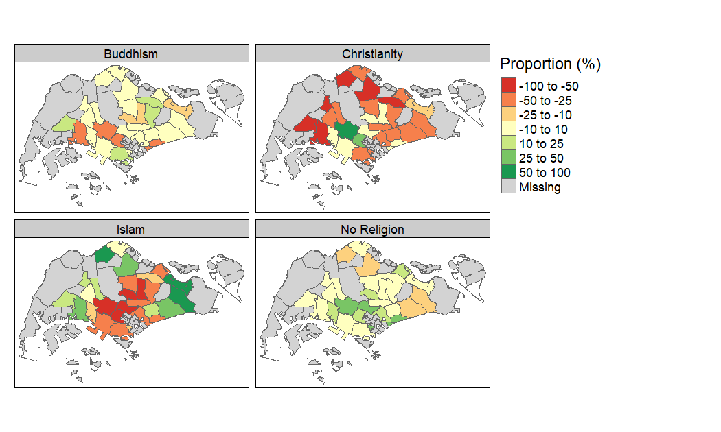 Distribution of Religious Beliefs (Relative to National Average)